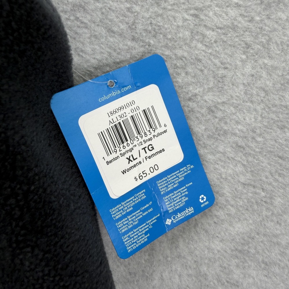 Columbia Sweater Womens 1X Plus Black Benton Springs 1/2 Snap Fleece Pullover - Picture 2 of 8